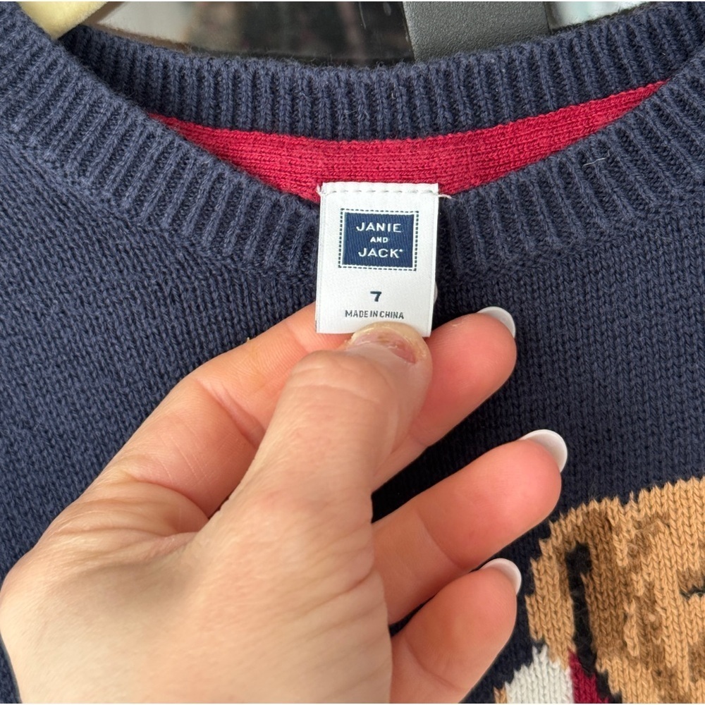 Janie & Jack bulldog sweater knit intarsia navy uga georgia boys crewneck - Picture 3 of 6